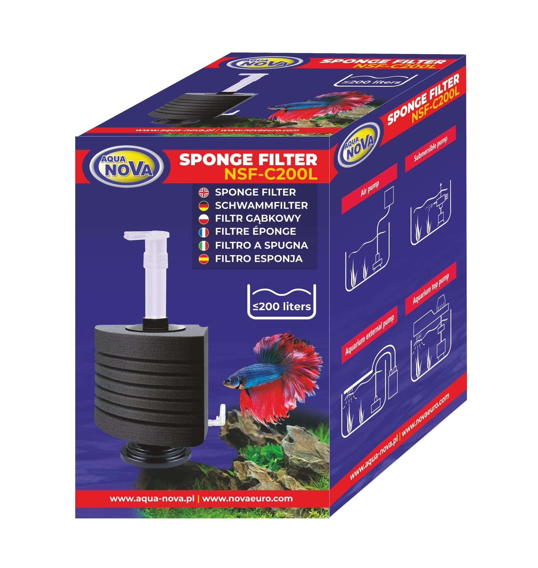 Aqua Nova NSF-C Corner Sponge Filter
