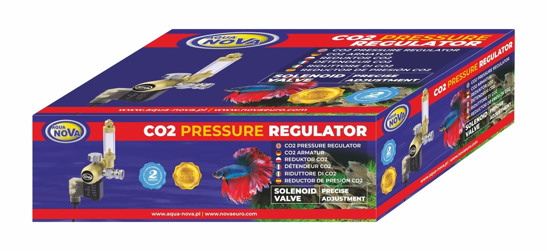 Aqua Nova Gold Series CO2 Regulator with Solenoid Valve